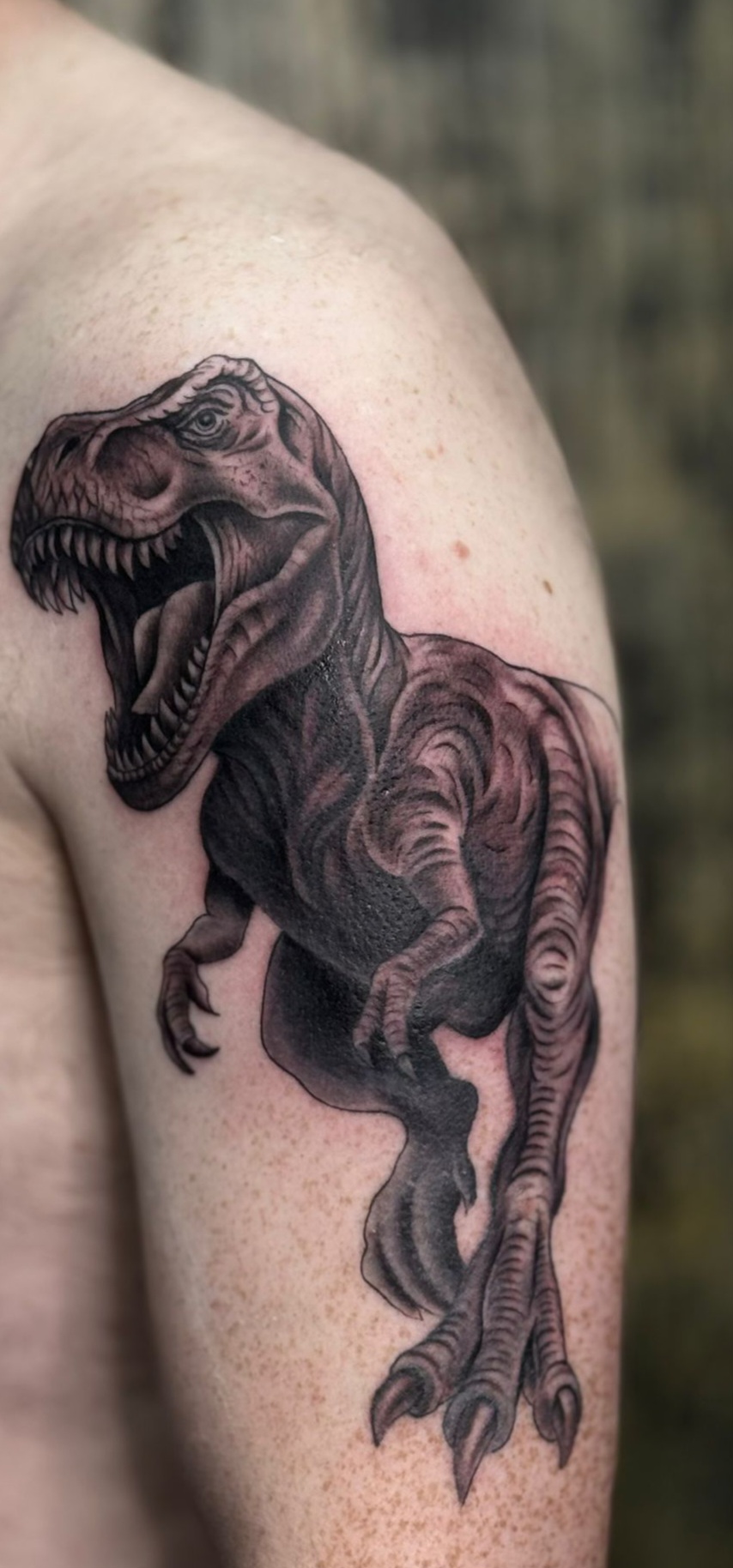 t rex tattoo by kos tattoo artist Christos - blacksheeptattoo